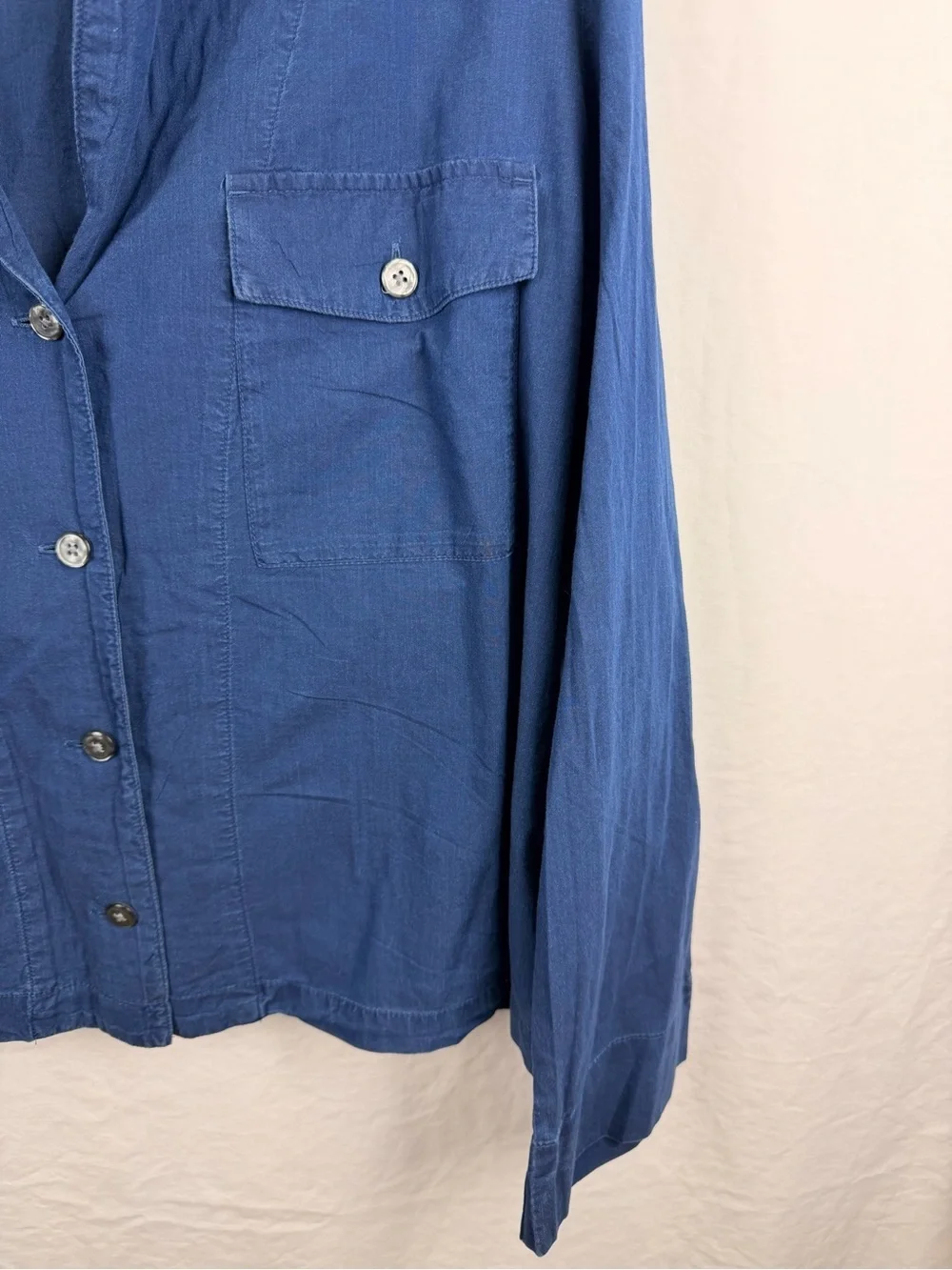 J.‎ Crew Navy Button-Front Camp Shirt Sz 12 100% Cotton Casual Minimalist
